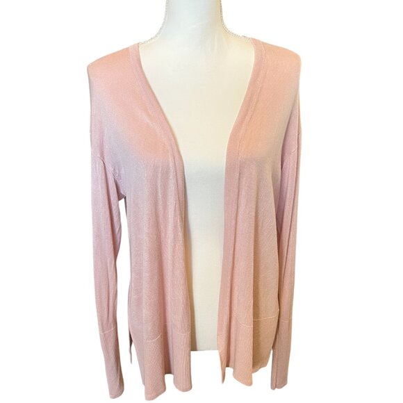 Worthington SZ L Waterfall Front Open Cardigan Soft Pink Long Sleeve - Picture 1 of 2